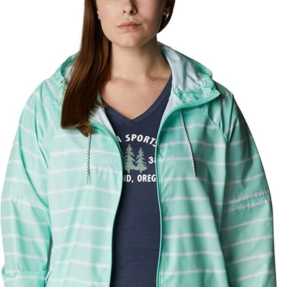 🆕Columbia Women's Side Hill™ Printed Windbreaker, XL-Mint Cay Tie Dye Stripe Pr - Picture 3 of 7